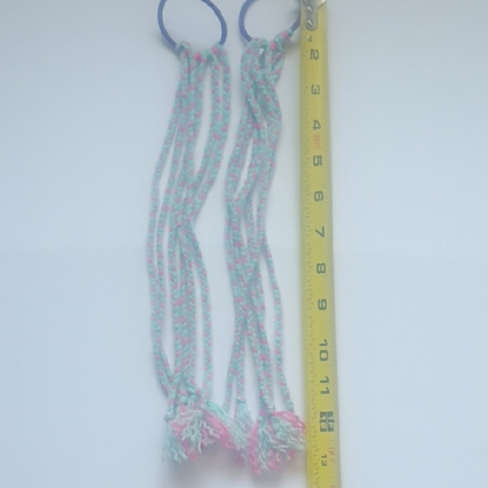Handmade Pink and Mint Braided Hair Ties